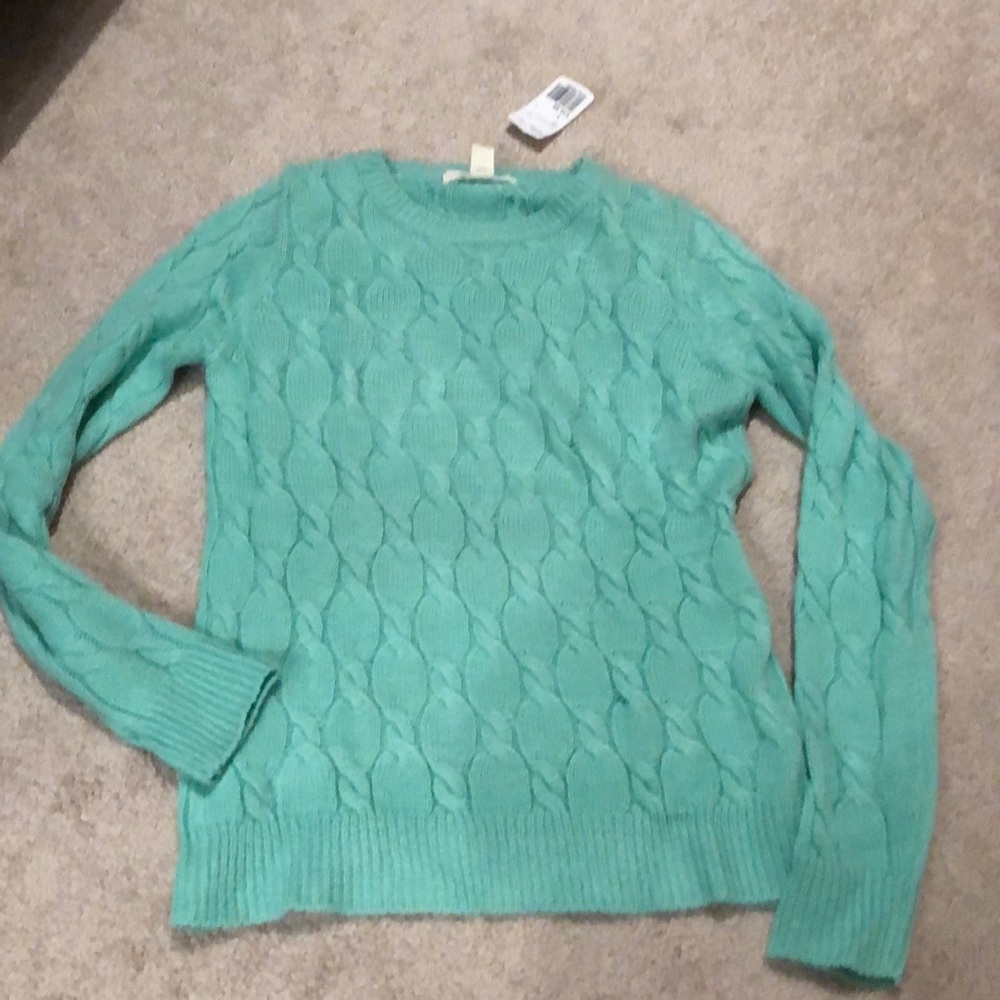 Forever 21 Tiffany blue cable knit sweater small